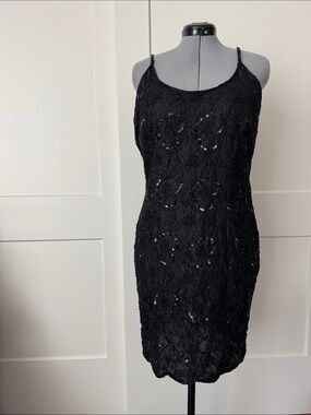 Vintage Beaded and Sequin Black Mini Dress